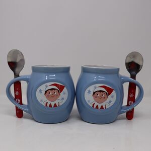 ELF ON SHELF Christmas Hot Cocoa Santa Claus Cookies Coffee Mug Lot of 2